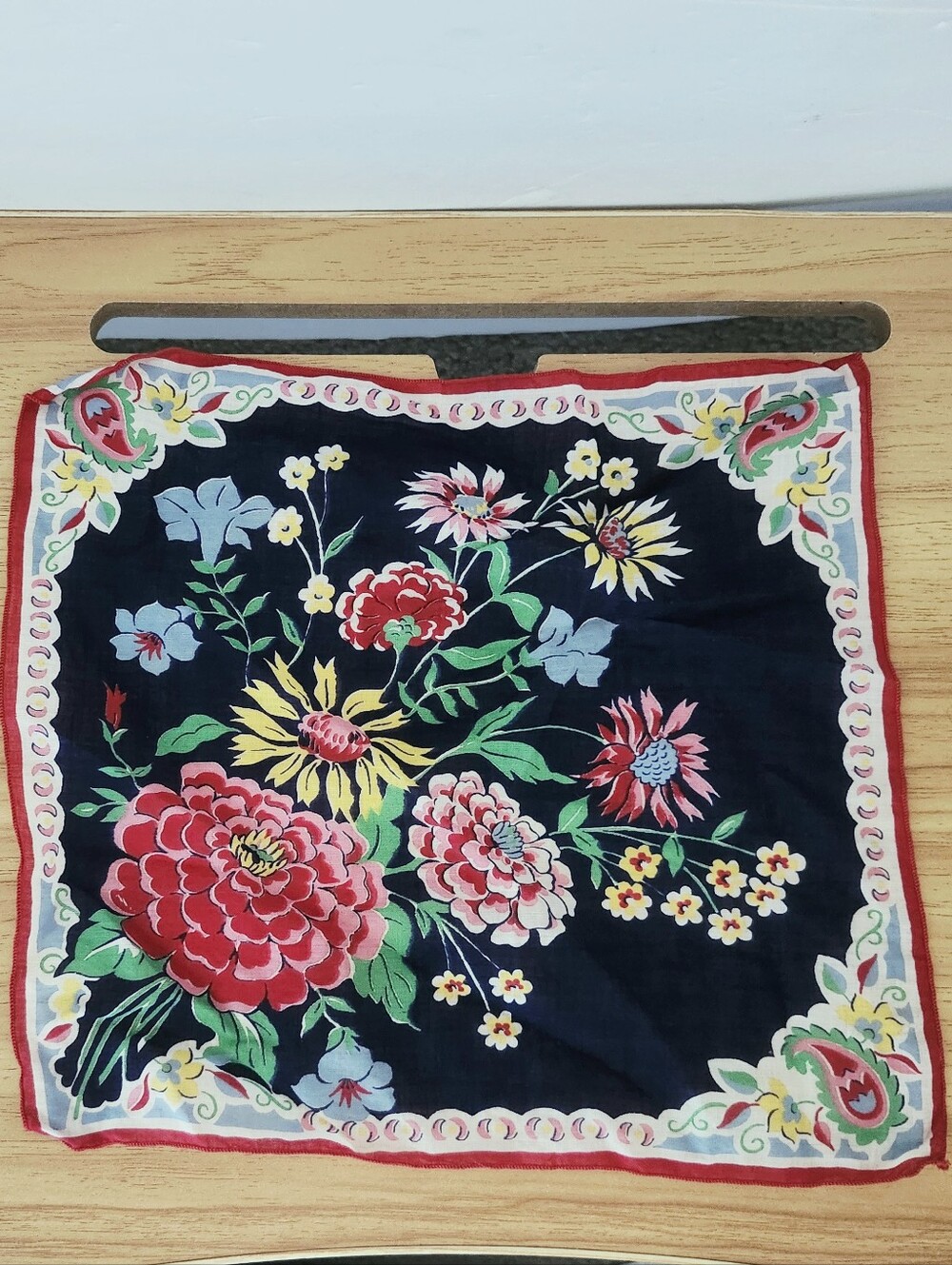 Vintage Floral Printed Square Scarf